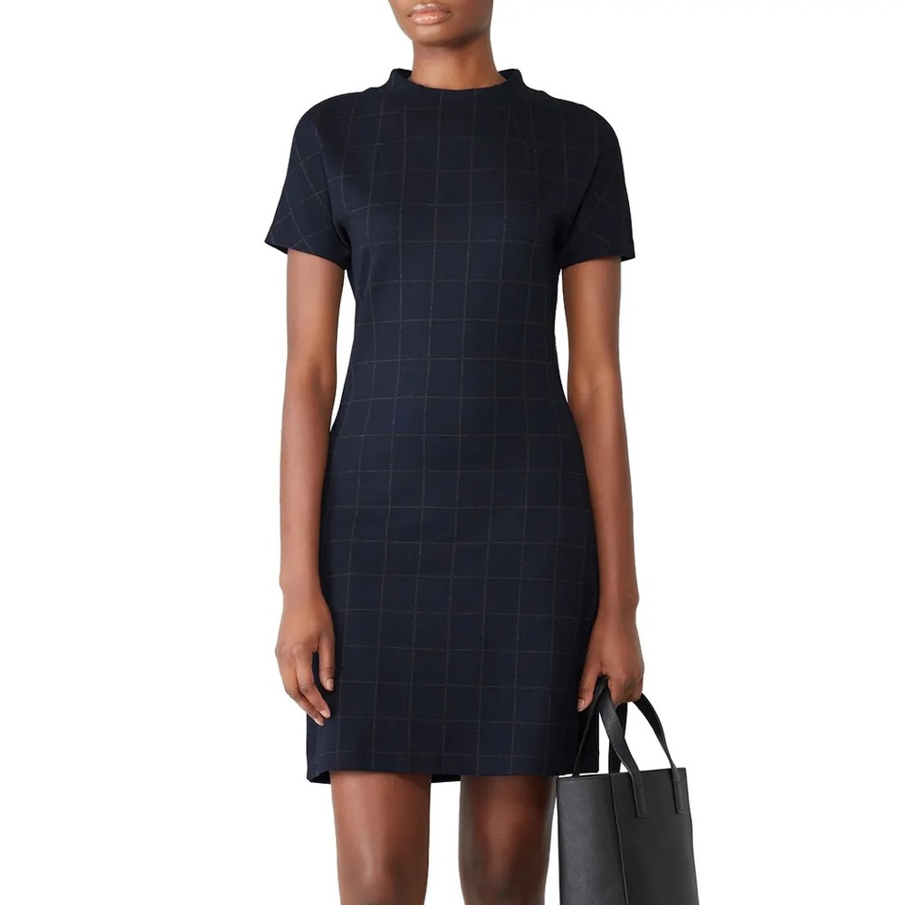 Theory Navy Grid Mini Dress
